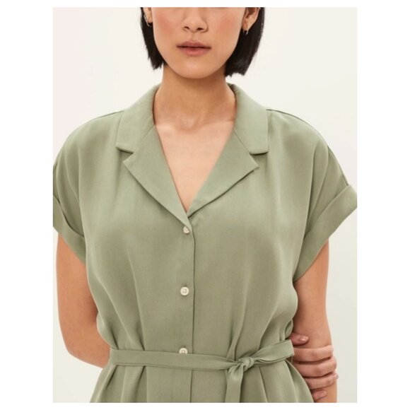 Frank & Oak Textured Camp Collar Midi Shirt Dress Button Down Up Front Casual XL - Picture 6 of 14